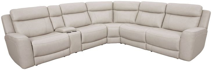 Calgary Stone Leather 6 Piece Modular Power Reclining Sectional
