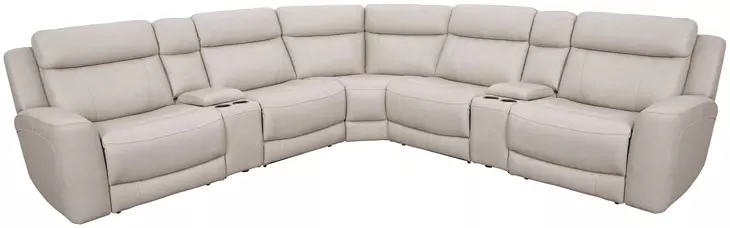Calgary Stone Leather 7 Piece Modular Power Reclining Sectional