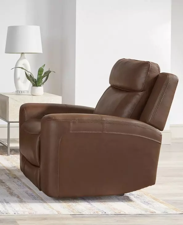 Calgary Autumn Umber Leather Power Recliner