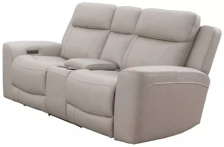 Calgary Stone Leather 81" Power Reclining Console Loveseat