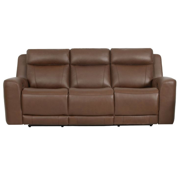 Calgary Autumn Umber Leather Power Reclining Sofa