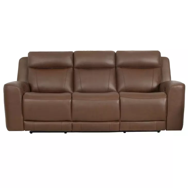 Calgary Autumn Umber Leather 92" Power Reclining Sofa