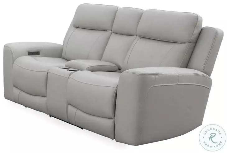 Carrith Stone Leather Power Reclining Console Loveseat