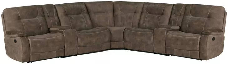 Cooper Shadow Brown Performance Fabric 7 Piece Modular Reclining Sectional