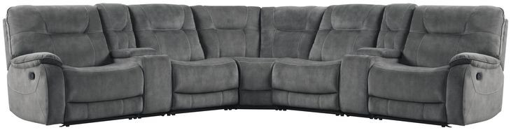 Cooper Shadow Grey Performance Fabric 7 Piece Modular Reclining Sectional