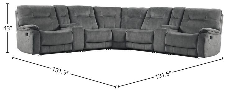 Cooper Shadow Grey Performance Fabric 7 Piece Modular Reclining Sectional