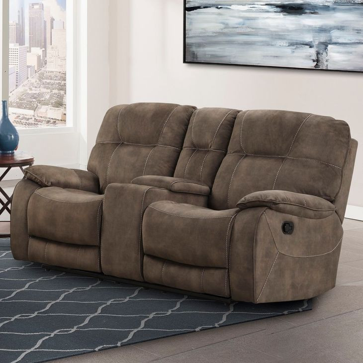 Cooper Shadow Brown Manual Reclining Console Loveseat