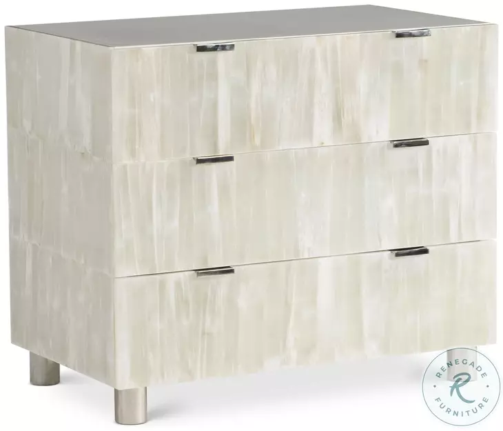 Salka Selenite Crystals And White Lacquer Nightstand