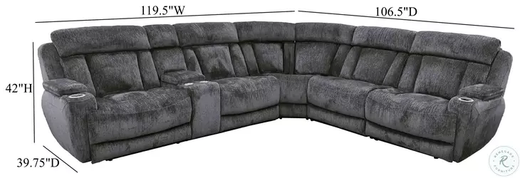 ◼️roen◼️ Coleman コクーン3 Dalton Lucky Charcoal Power Reclining Sectional From Parker Living