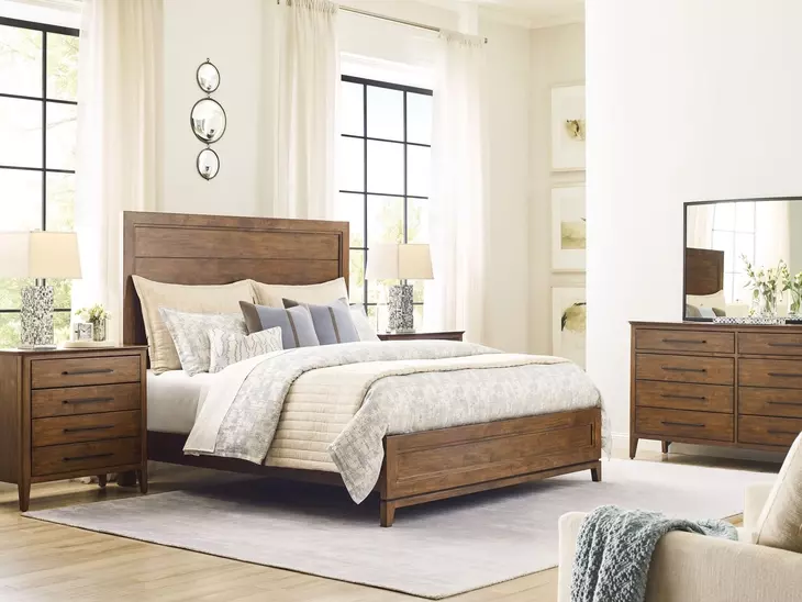 Alder Haven Warm Brunette and Matte Black 8 Drawer Larson Dresser with Rectangular Mirror