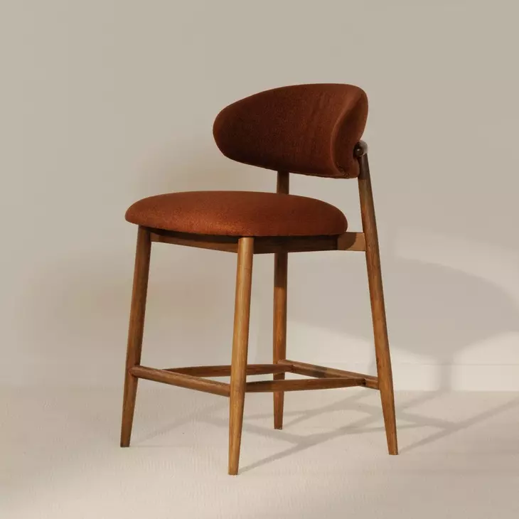 Ellie Rust Performance Fabric Upholstered Counter Height Stool