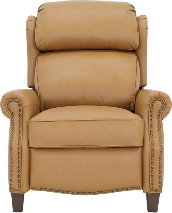 Meade Santa Fe Brandy Leather Push Thru The Arms Lounge Recliner with Nailhead Trim