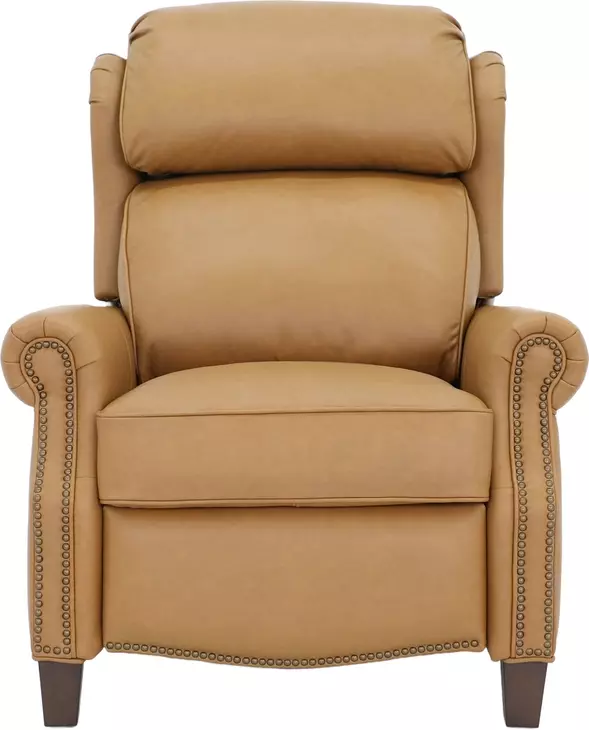 Meade Santa Fe Brandy Leather Push Thru The Arms Lounge Recliner with Nailhead Trim