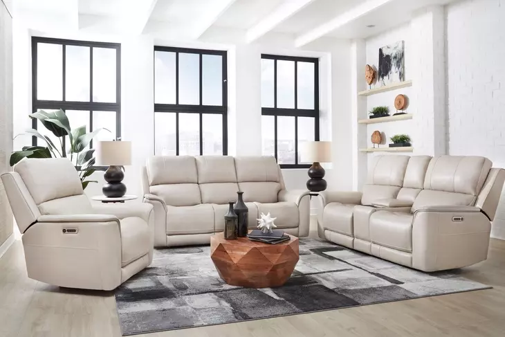 Easton Steamboat Quartz Leather Zero Gravity Power Reclining with USB Charging Living Room Set