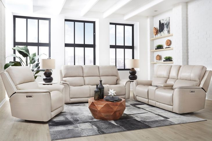 Westville Steamboat Quartz Leather Zero Gravity Power Reclining with USB Charging Living Room Set