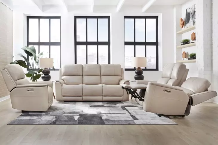 Easton Steamboat Quartz Leather 86" Zero Gravity Power Reclining Sofa with USB Charging