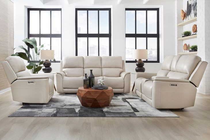 Westville Steamboat Quartz Leather Zero Gravity Power Reclining with USB Charging Living Room Set
