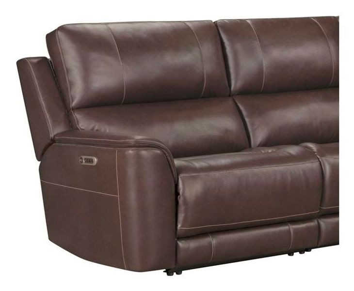 Easton Steamboat Brown Leather 7 Piece Zero Gravity Power Reclining Sectional with USB Charging