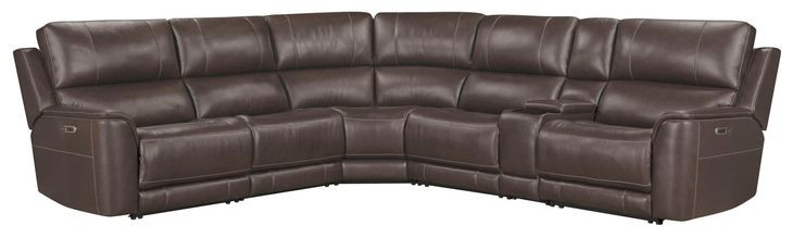 Easton Steamboat Brown Leather Zero Gravity Modular Power Reclining Sectional with USB Charging