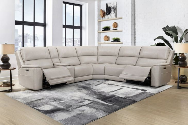 Easton Steamboat Quartz Leather Zero Gravity Power Reclining Sectional with USB Charging