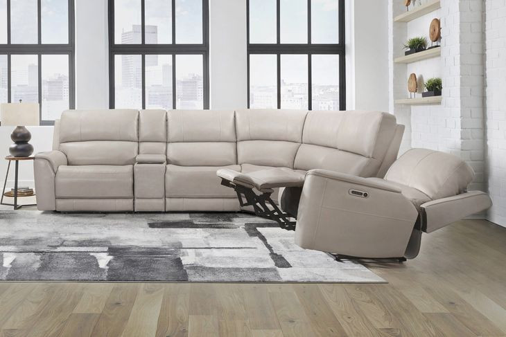 Easton Steamboat Quartz Leather Zero Gravity Power Reclining Sectional with USB Charging