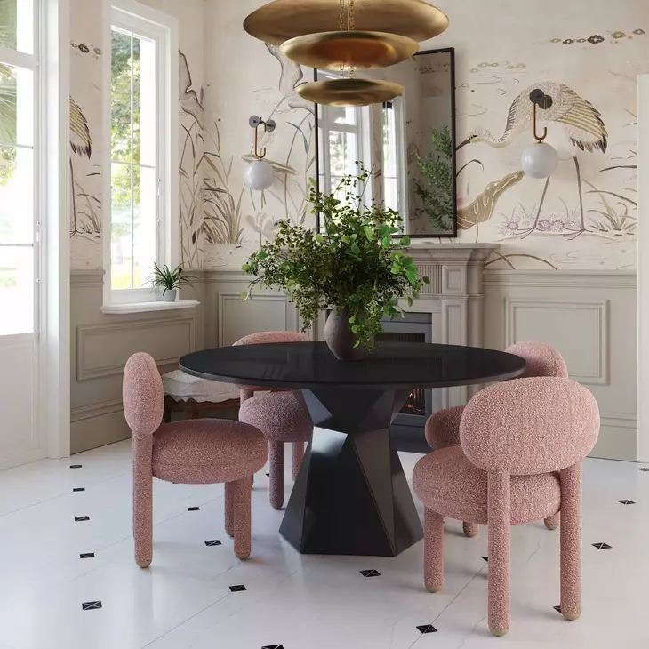 Manu Light Pink Performance Chenille Upholstered Dining Chair