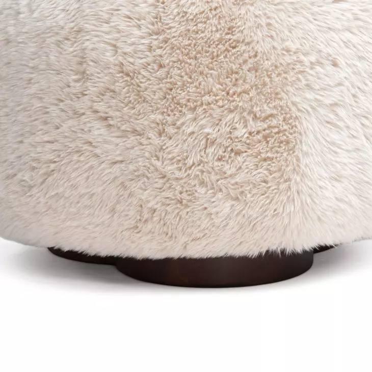 Oopa Off White Faux Shearling Swivel Ottoman