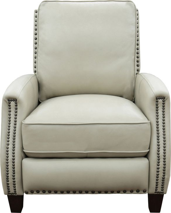 Melrose Shoreham Cream Leather Push Thru The Arms Recliner with Nailhead Trim
