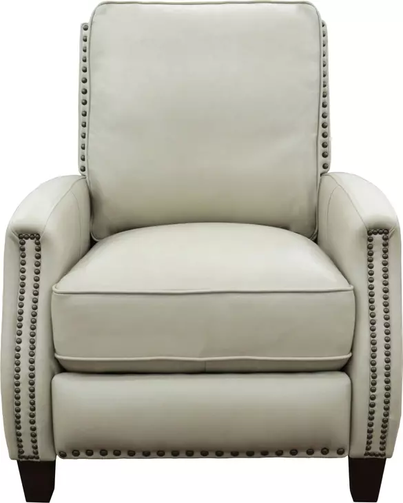 Melrose Shoreham Cream Leather Push Thru The Arms Recliner with Nailhead Trim