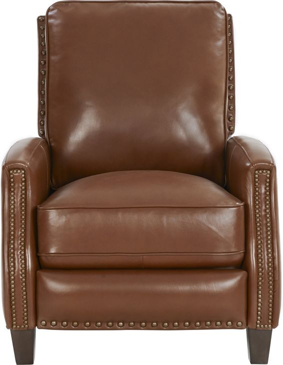 Melrose Colchester Bitters Leather Push Thru The Arms Recliner with Nailhead Trim