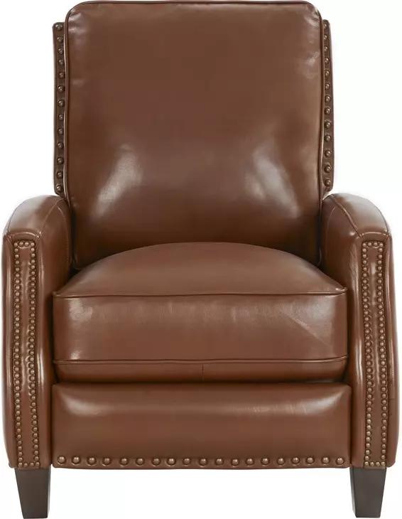 Melrose Colchester Bitters Leather Push Thru The Arms Recliner with Nailhead Trim