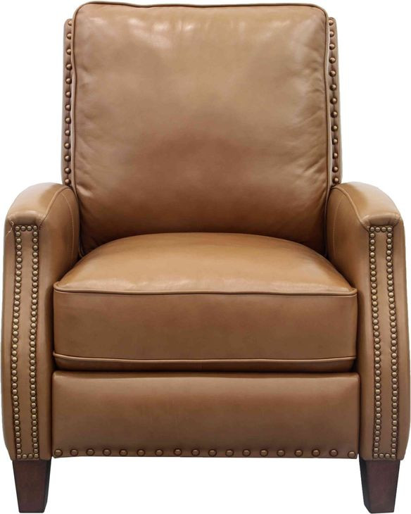 Melrose Shoreham Ponytail Leather Push Thru The Arms Recliner with Nailhead Trim