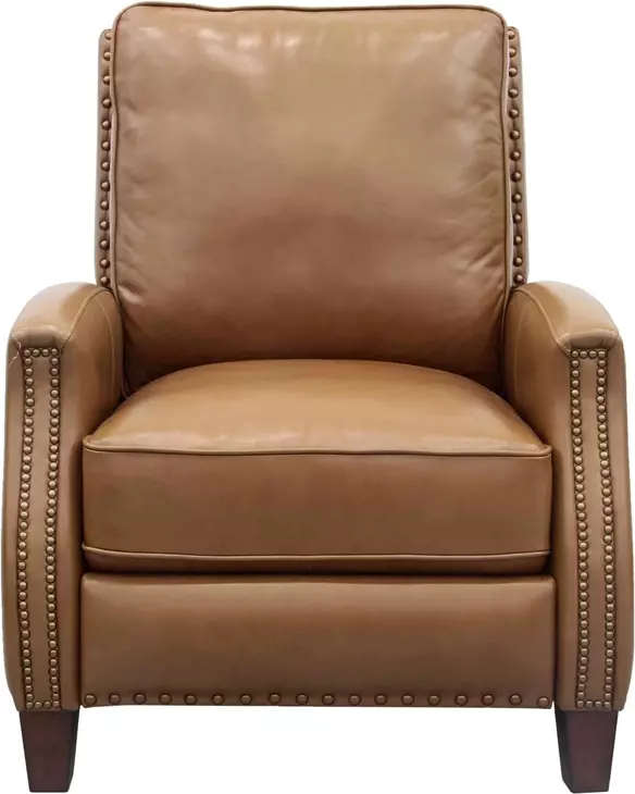 Melrose Shoreham Ponytail Leather Push Thru The Arms Recliner with Nailhead Trim