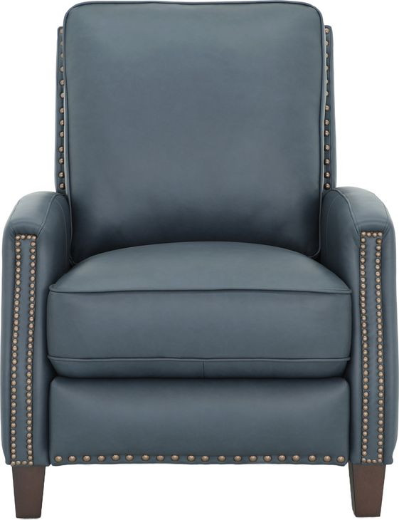 Melrose Santa Fe Ocean Leather Push Thru The Arms Recliner with Nailhead Trim