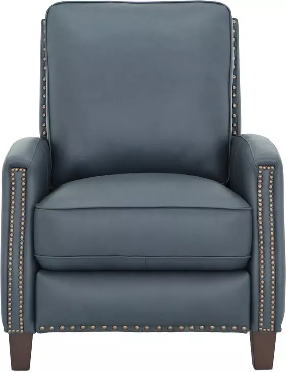 Melrose Santa Fe Ocean Leather Push Thru The Arms Recliner with Nailhead Trim