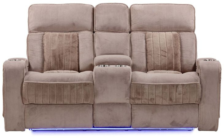 Equinox Mushroom Power Reclining Console Loveseat With Power Headrest
