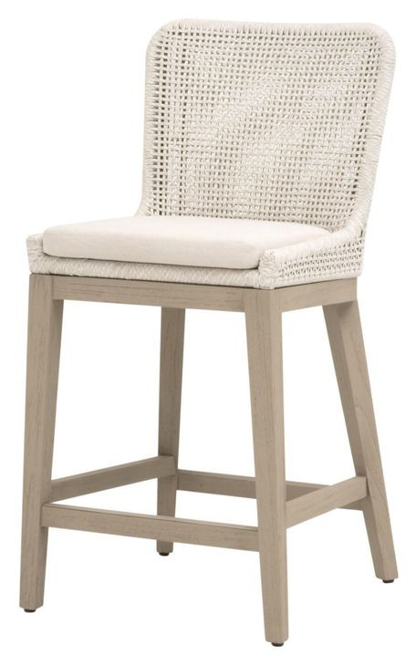 Woven Outdoor Shell Performance Fabric Upholstered Mesh Counter Height Stool