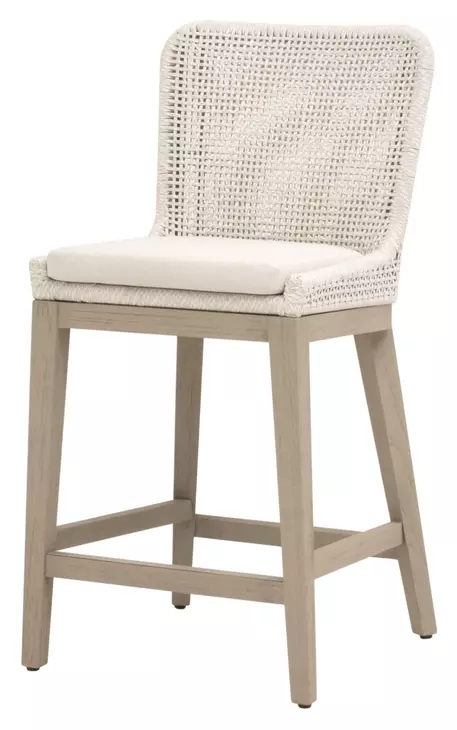 Woven Outdoor Shell Performance Fabric Upholstered Mesh Counter Height Stool
