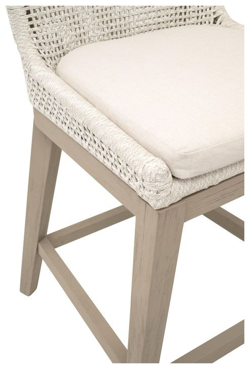 Woven Outdoor Shell Performance Fabric Upholstered Mesh Counter Height Stool