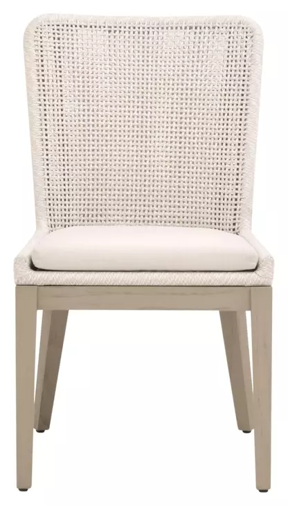 Woven Outdoor Shell Performance Fabric Upholstered Mesh Dining Chair Set of 2