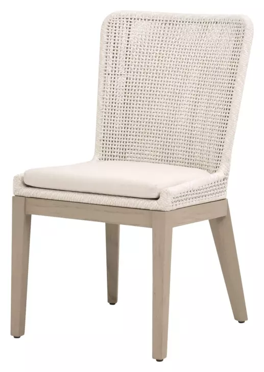 Woven Outdoor Shell Performance Fabric Upholstered Mesh Dining Chair Set of 2