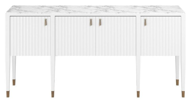 Eave Uplifting White 1 Drawer Sideboard with Stone Top
