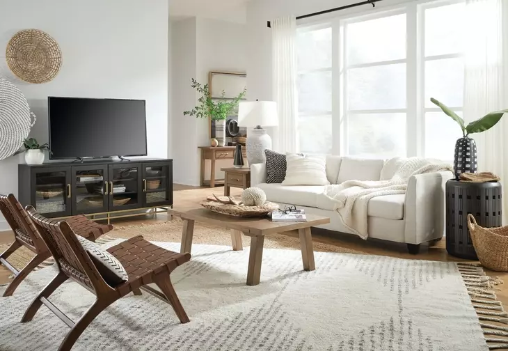 Lindon Coffee Bean and Burnished Brass 70" TV Stand