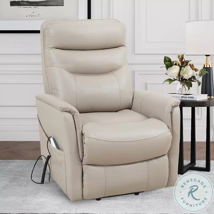 Twilight Softy Ivory Lift Power Recliner with Articulating Headrest