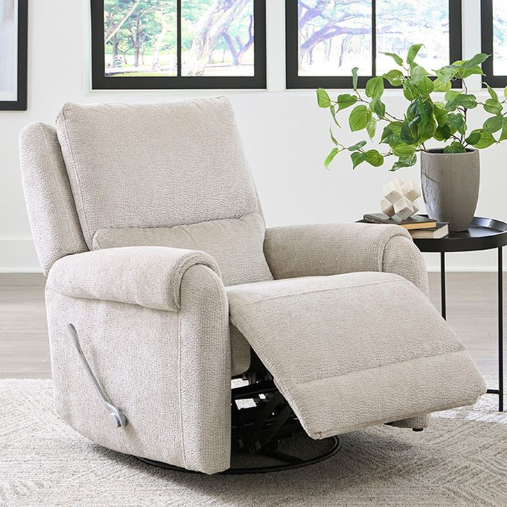 Gentry Ecru Mist Swivel Glider Recliner