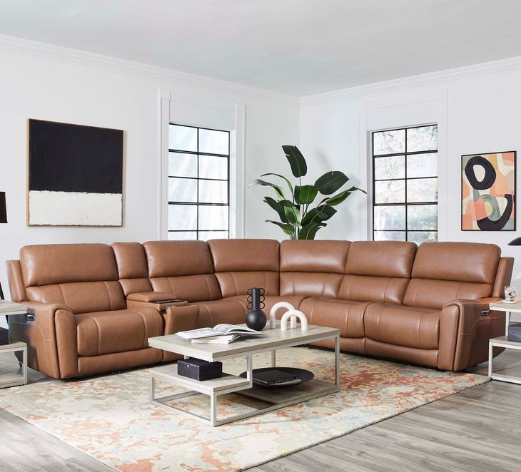 Hancock Apple Cider 6 Piece Zero Gravity Power Reclining Sectional with USB Charging