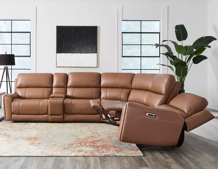 Hancock Apple Cider 6 Piece Zero Gravity Power Reclining Sectional with USB Charging