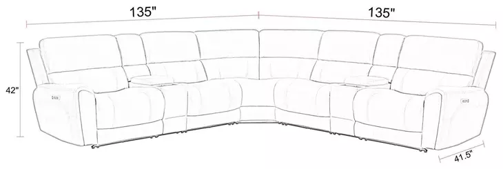 Hancock Bette Hazel 7 Piece Zero Gravity Power Reclining Sectional with USB Charging