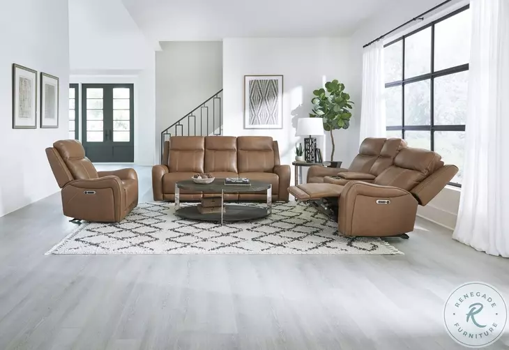 Hawthorne Butternut Power Reclining Living Room Set with Power Headrest