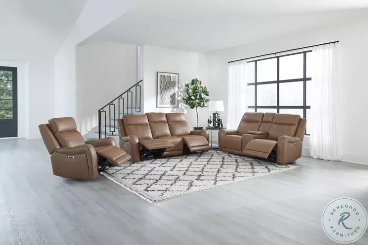 Hawthorne Butternut Power Reclining Sofa with Power Headrest